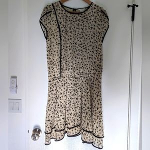 Esley black and white bird silky dress L